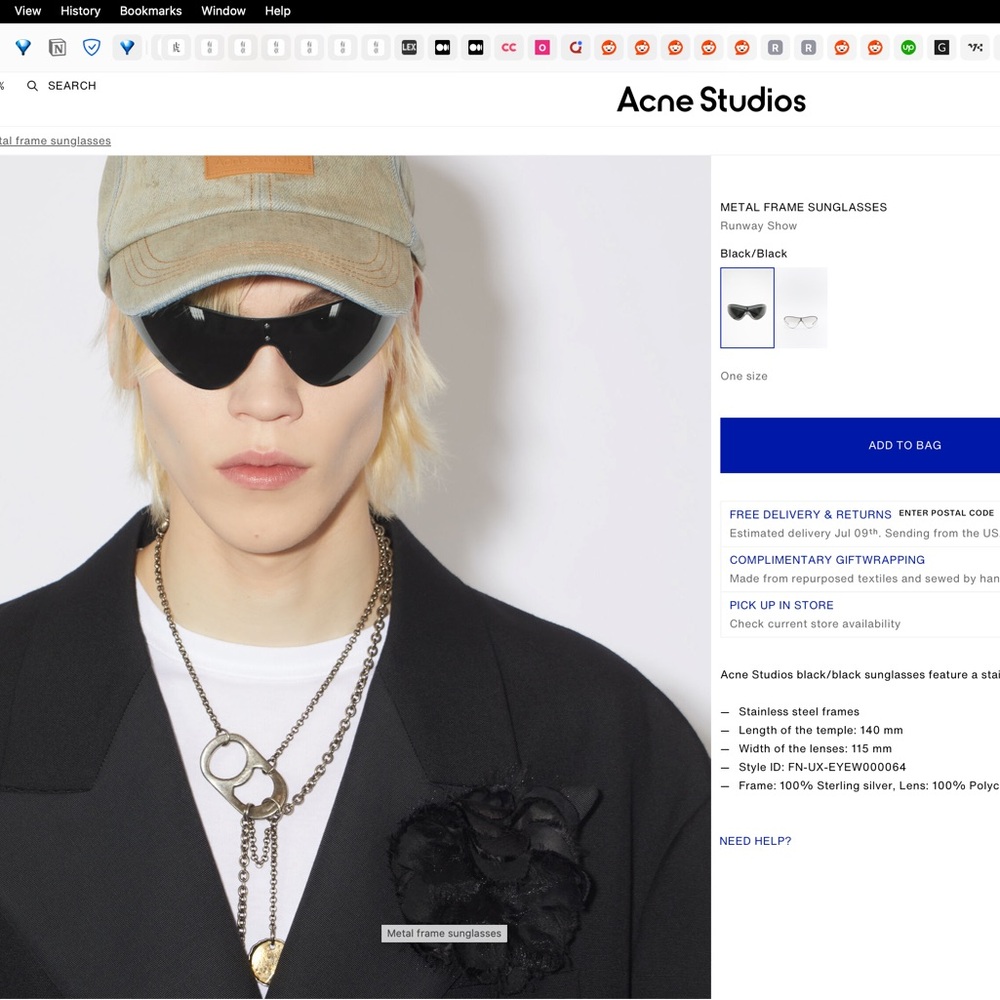 Sold: ACNE STUDIOS sunglasses authentic from official website